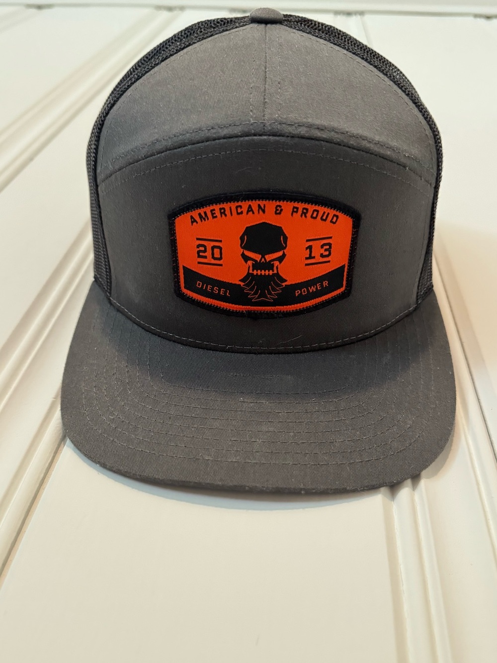 Diesel Brothers- Diesel Power Skull Patch Trucker Hat - Gray & Orange - Picture 2 of 7